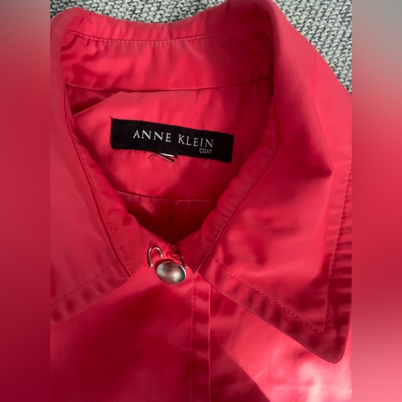 Anne Klein Red Trench Coat Lightweight Design - Picture 3 of 16